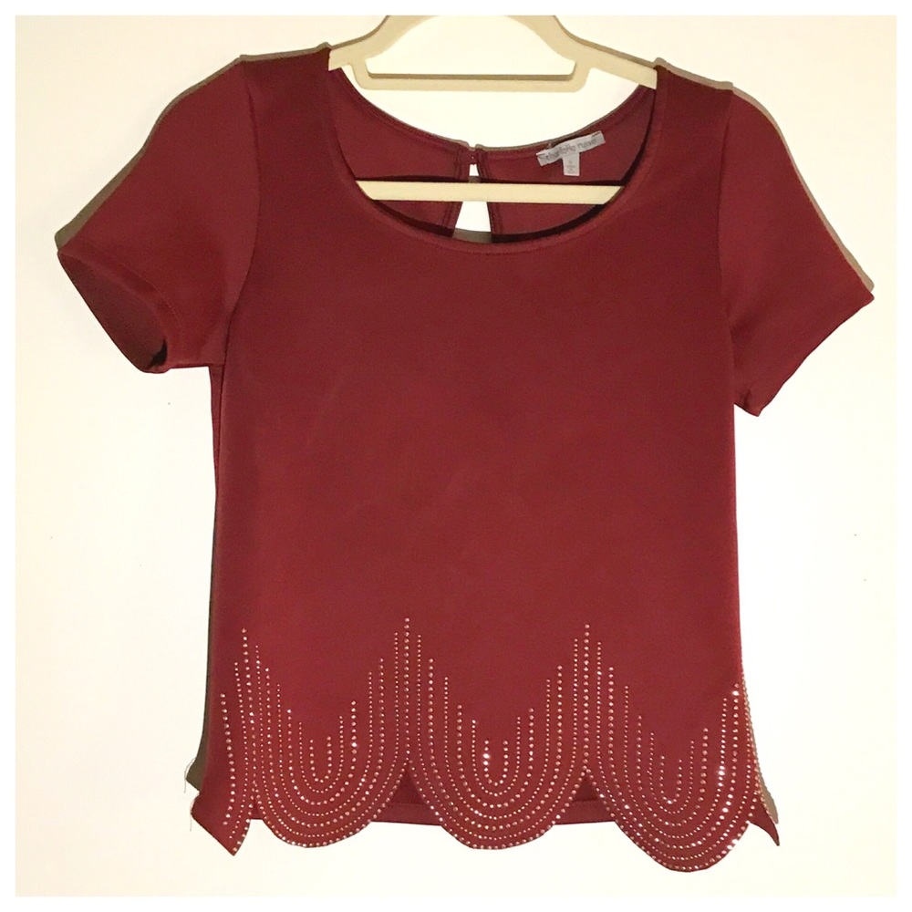 Scalloped Studded Hem Top